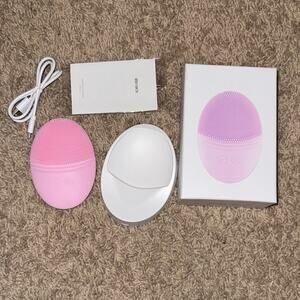 EZ Basics Pink Sonic Facial Cleansing Brush with Charging Cable NIB